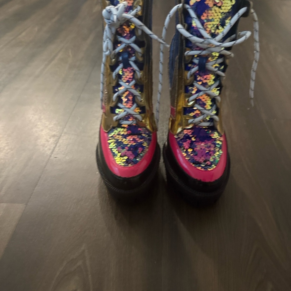 Cape Robbin Multicolor Sequin Heeled Boots